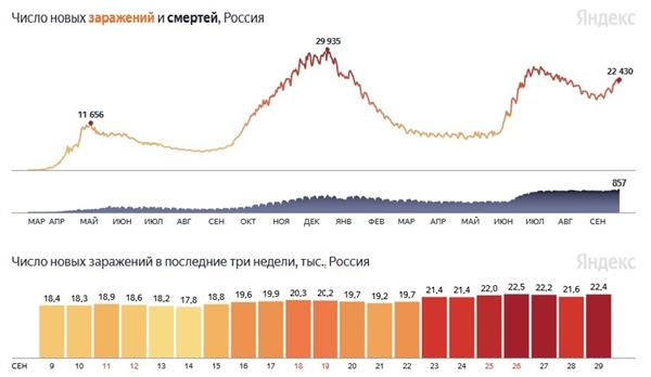 статистика по коронавирусу, данные "Яндекса"