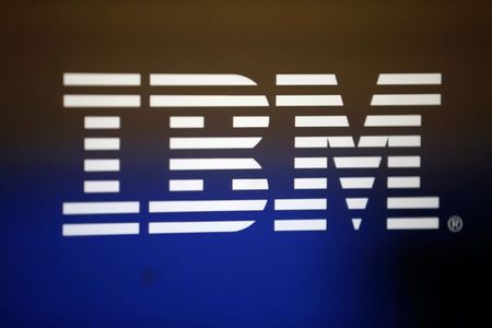 The logo of Dow Jones Industrial Average stock market index listed company IBM (IBM) is seen on a computer screen in Los Angeles, California, United States, April 22, 2016. REUTERS/Lucy Nicholson