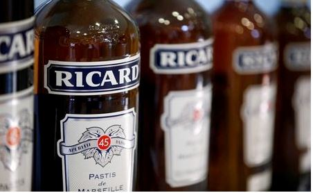 Bottles of Ricard's aniseed-flavoured beverage are pictured at the Ricard manufacturing unit in Lormont, near Bordeaux, France February 15, 2019. REUTERS/Regis Duvignau