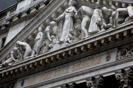 The facade of the New York Stock Exchange is pictured in Manhattan in New York City, New York, U.S., October 26, 2020. REUTERS/Mike Segar