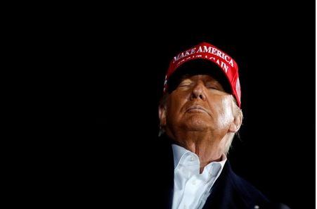 U.S. President Donald Trump holds a campaign rally at Des Moines International Airport in Des Moines, Iowa, U.S., October 14, 2020. REUTERS/Carlos Barria/File Photo