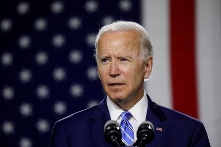 Democratic U.S. presidential candidate and former Vice President Joe Biden arrives to speak about modernizing infrastructure and his plans for tackling climate change during a campaign event in Wilmington, Delaware, U.S., July 14, 2020. REUTERS/Leah Millis
