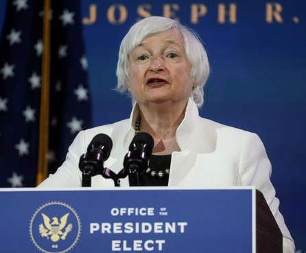 Janet Yellen, U.S. President-elect Joe Biden's nominee to be treasury secretary, speaks as Biden announces nominees and appointees to serve on his economic policy team at his transition headquarters in Wilmington, Delaware, U.S., December 1, 2020. REUTERS/Leah Millis