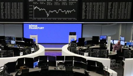 The German share price index DAX graph is pictured at the stock exchange in Frankfurt, Germany, April 27, 2021. REUTERS/Staff